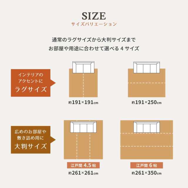 ラグマット い草ラグ 夏用 絨毯 カーペット 約3畳用 191×250cm 国産