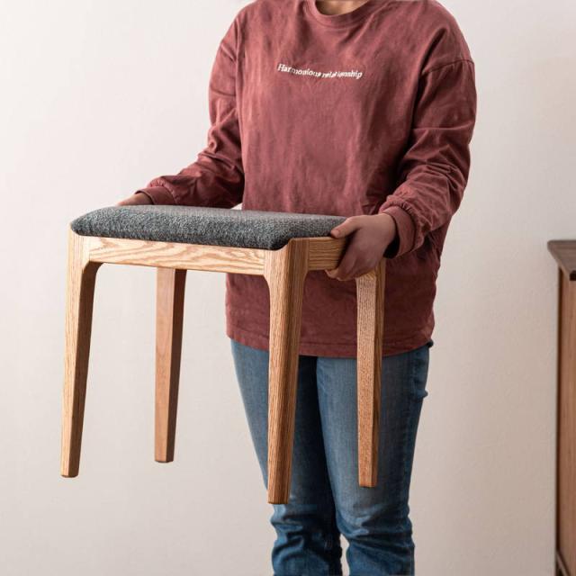 スツール 椅子 2脚セット ダイニングチェア デスクチェア 木製 天然木 レッドオーク 長方形 完成品_12