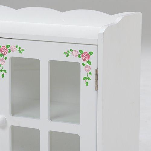 調味料ラック カウンター上収納 木製 3段 3扉 幅63cm ローズ柄 薔薇