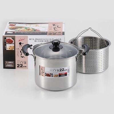 パスタ鍋 寸胴鍋 ステンレス製 ガラス蓋付き 22cmの通販はau PAY 