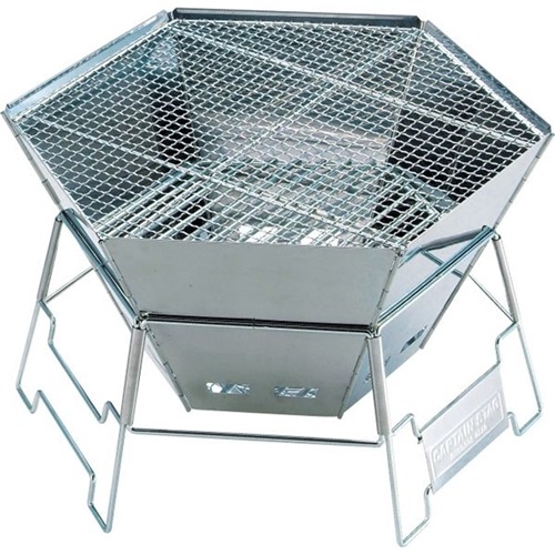 焚き火台 ファイアグリル バーベキューコンロ ヘキサ ステンレス L 折りたたみ