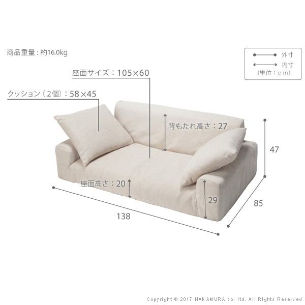 低反発ローソファー 2人掛けソファ 二人掛け ウレタン 軽量 軽い