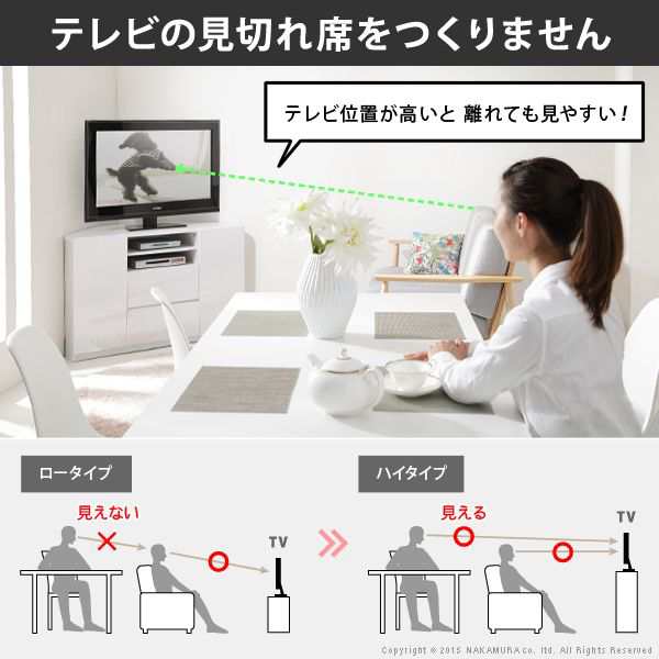 テレビ台 ハイボード コーナー ハイタイプ キャスター付きTVボード
