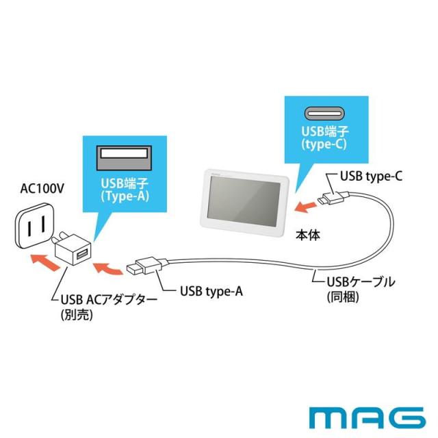 デジタル置き時計 置き掛け兼用 無線LAN接続対応 USB給電式 カレンダー 温度計 湿度計付き_4