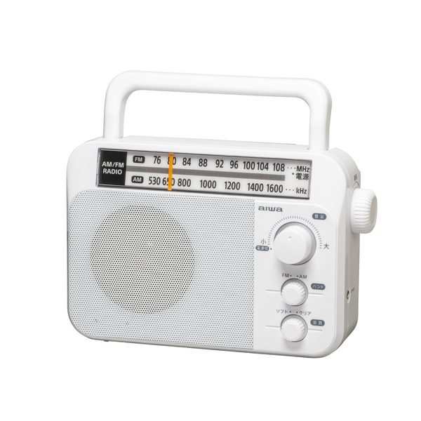 ラジオ 小型ホームラジオ aiwa AM/FM ワイドFM対応 乾電池式 AC電源 ...