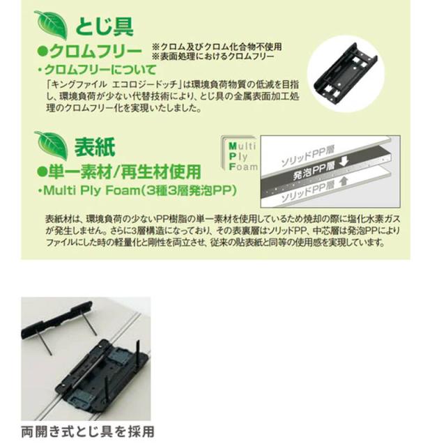 A4ファイル A4縦型 2穴 収納目安800枚 10冊セット キングファイル エコロジードッチ カラーインデックス1組付き_1