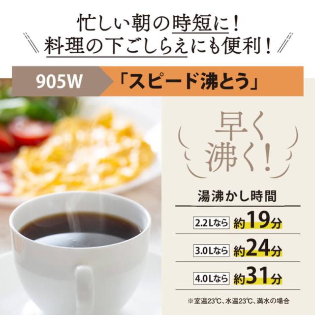 電気ポット 2.2L 象印 VE電気まほうびん 保温 湯沸かし 蒸気セーブ コードレス電動給湯 CV-GD22-BM ソフトブラック