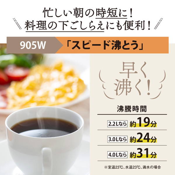 電気ポット 2.2L 象印 電気まほうびん 湯沸かし 保温 給湯ポット ライトブラウン