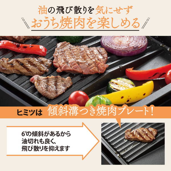 ホットプレート 大型 象印 3枚プレート付き 傾斜溝付き焼肉 深型