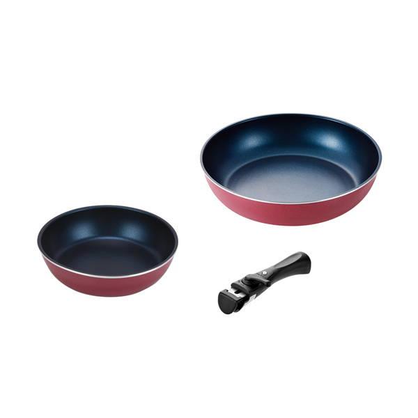 フライパンセット 調理器具3点セット フライパン 20cm＆26cm 外せるハンドル レッドの通販は 5,452円
