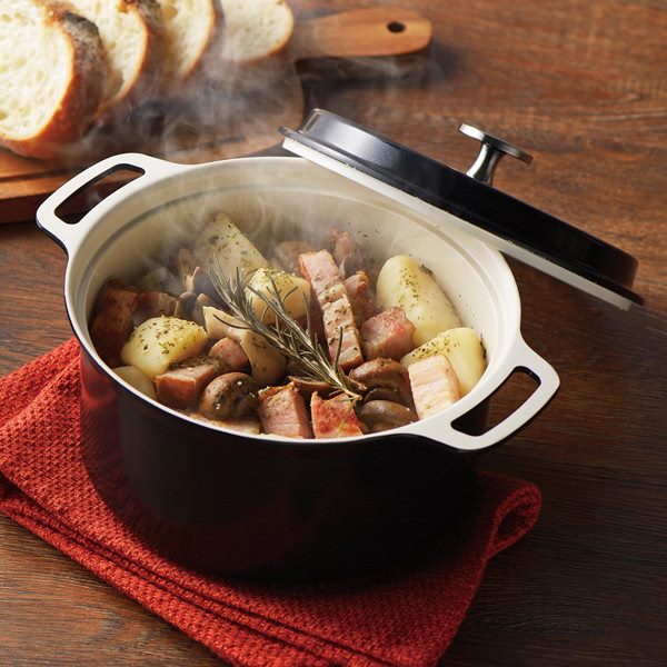 無水鍋 無水調理鍋 両手鍋 18cm ガス火 IH対応 セラミック加工 アルミ合金鍋 ブラックの通販は 6,886円