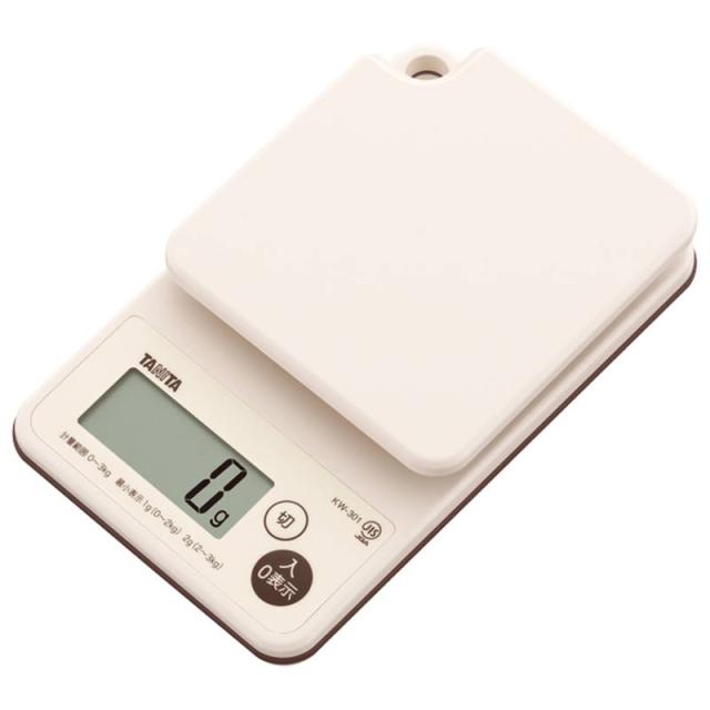 キッチンスケール 量り タニタ 防水 洗えるデジタルクッキンスケール 3kg アイボリー