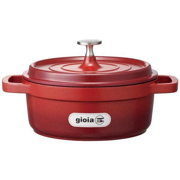 キャセロール鍋 両手鍋 20cm IH対応 gioia アルミダイカスト ラウンドキャセロール レッド 7,100円