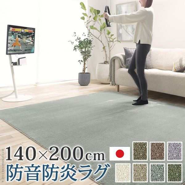 ラグカーペット 防音防炎ラグ 長方形 エイヴァ 140x200cm 多機能 高品質 高級 無地 日本製 カットオーダー