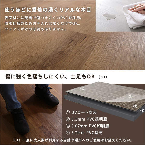 フロアタイル はめこみ式 木目調フロアタイル 48枚セット 約6畳 フロアタイル はめこみ式 木目調フロアタイル 48枚セット 約6畳