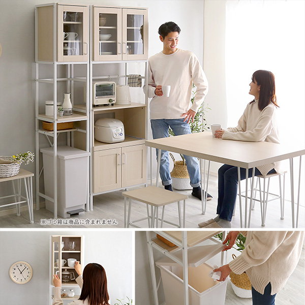 ゴミ箱上収納ラック 収納棚 キッチンラック 幅34.5cm スリム 隙間収納タイプ おしゃれ ナチュラル ホワイトアイアン 木目調_2