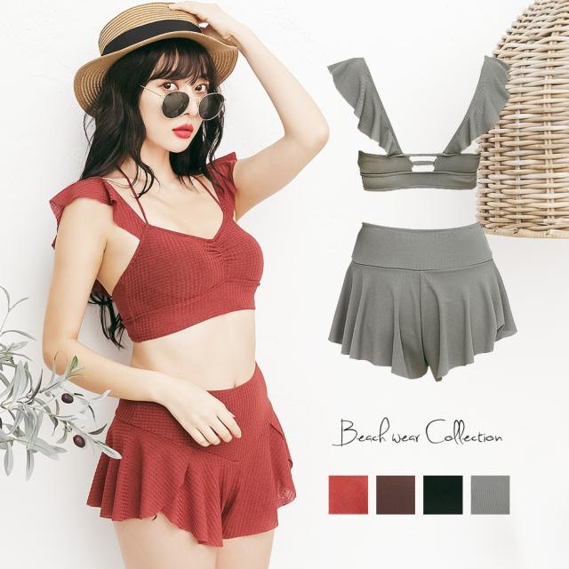 水着 レディース ビキニ リブ ニット フリル オトナ女子 大きいサイズ かわいい モテカワ水着 セクシー 女性 ママ水着 10代 代 30代 40の通販はau Pay マーケット Miranda ミランダ