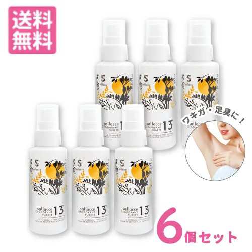 サラッセ デオドラント ピュルテ 100ml 6本セット【医薬部外品】(配送区分:B1)［大容量100ml わきが 腋臭 脇汗 抑える 男女兼用 多汗 足