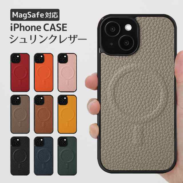 iPhone15 ケース MagSafe マグセーフ 対応 シュリンクレザー 15Plus 15Pro iPhone15 Pro 本革 ...