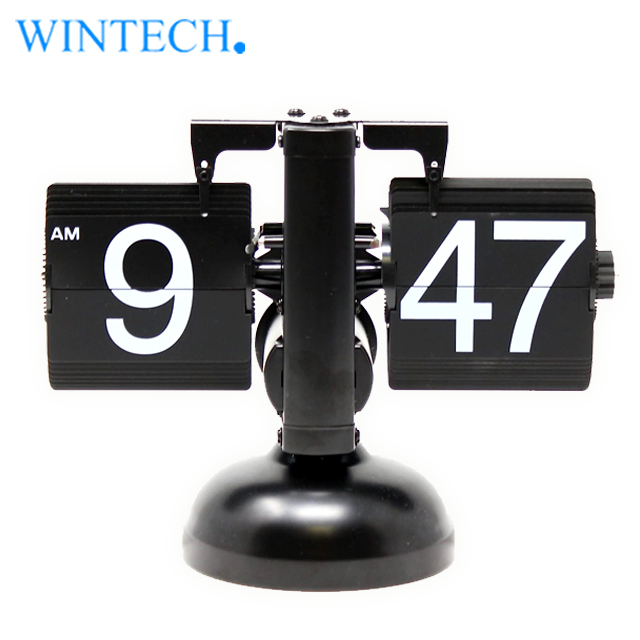 WINTECH[ウィンテック]フリップクロックBLACK (ステッピングモーター 時計 時刻 トレンド アナログ)