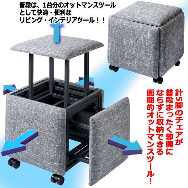 1つのスツールが5脚に分離！コンビネーションスツール5in1 (新築祝い