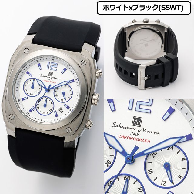 メンズ 腕時計 クロノグラフ ウォッチ（Salavatore Marra サルバトーレマーラ スクエアケース ワイドラバーベルト ゥロノ SM24109）_9
