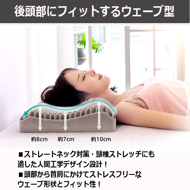 瞬時にフィットする3D立体構造！無重力のような寝心地ジェル枕 TPE 体