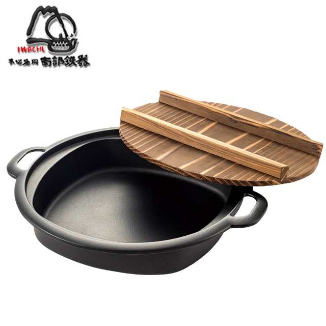 岩鋳南部鉄器IH対応すき焼き兼用餃子鍋[24cm] (品質保証 鉄分 鋳鉄 直火 ガスコンロ 岩手県 お茶 鋳肌)