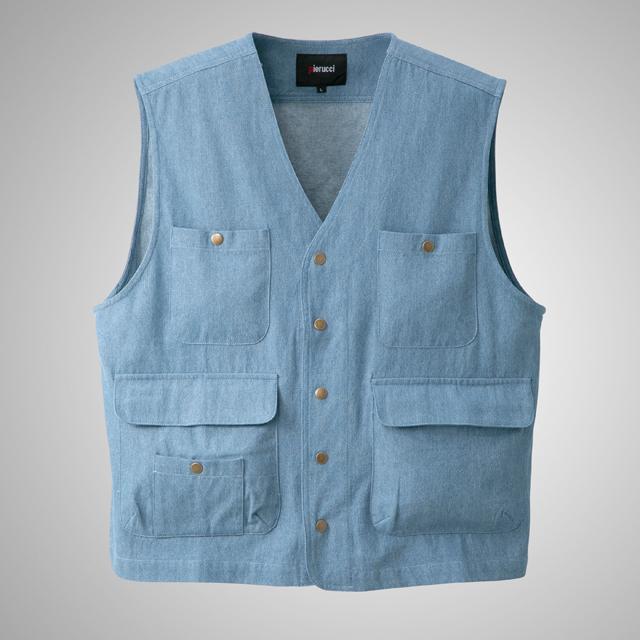 Pierucci（ピエルッチ）5ポケットデニムベスト2色組 メンズ 前開き