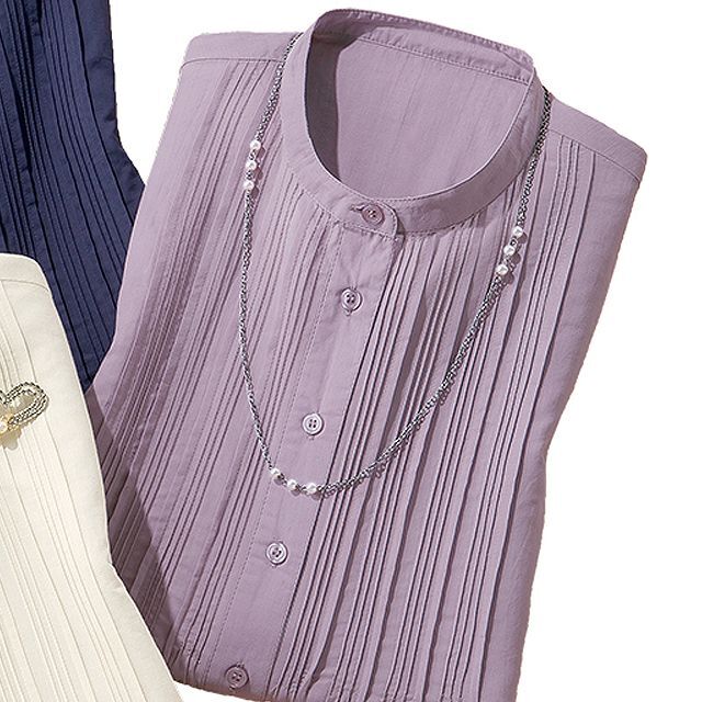 レディース 7分袖 トップス（接触冷感 綿100％ 爽やかピンタック