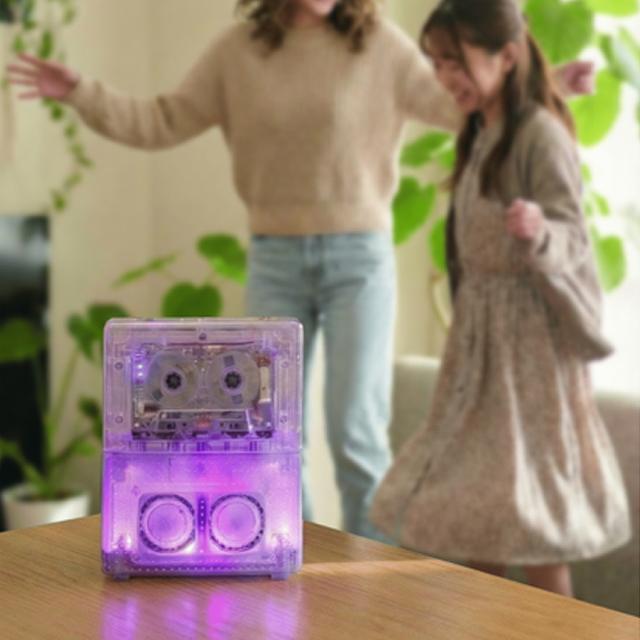 サウンドパーティーボックス スケルトン　イルミネーションカセットプレイヤー&Bluetoothスピーカー 光と音 カセットテープ再生