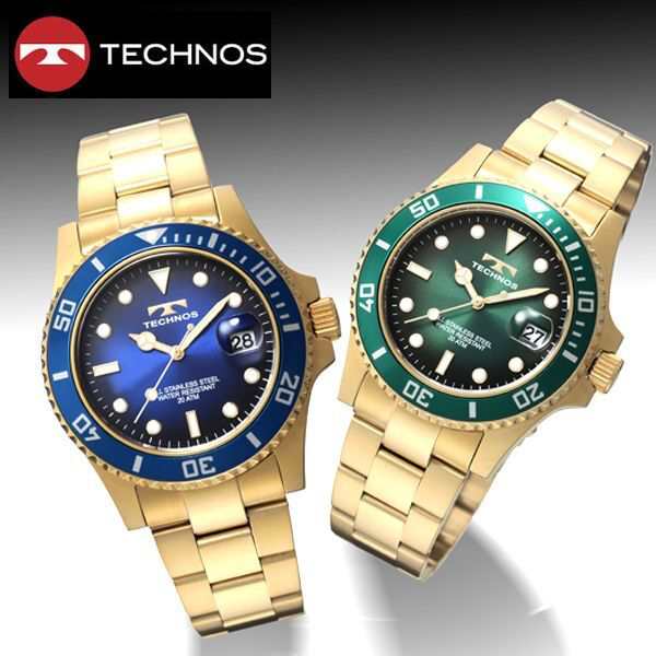 TECHNOS[テクノス]20気圧防水グランドオーシャンTHE GOLD (腕時計 蓄光 シチズンMIYOTA2315 ダイバーズ  グラデーションダイヤル)｜au PAY マーケット