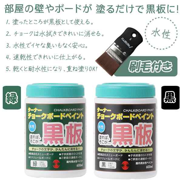 チョークボードペイント600ml 刷毛付き ペンキ 黒板になる塗料 Diy 黒板カラー塗料 夏休みの工作 お店のメニュー板 塗るだけで黒板に の通販はau Pay マーケット 株式会社ポニー