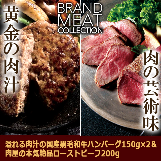 溢れる肉汁の国産黒毛和牛ハンバーグ150g×2＆肉屋の一生懸命雄篇焙じる牛肉200g 貨物輸送無料 肉の旨味 ブランド名肉 おもてなし 通販最安 差し上げ物