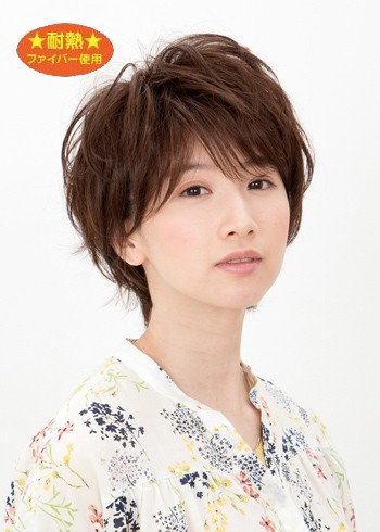 Lapin dor レディースウィッグ ラッフルショート(ショコラブラウン)（ラパンドアール/フルウィッグ/髪/ヘアー/イメージチェンジ）