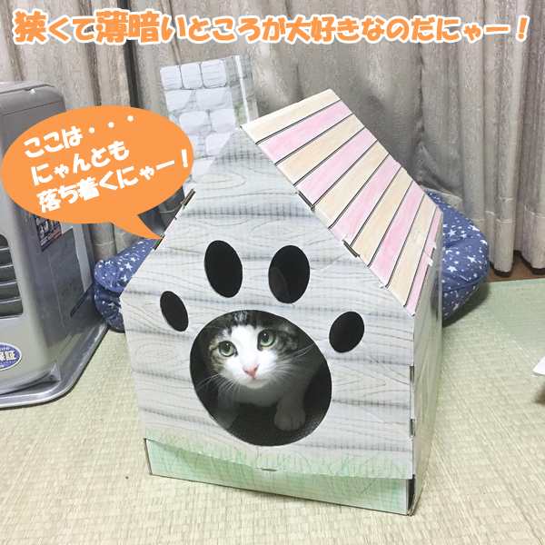 クラフトキャットハウス 猫 ねこ 猫ハウス 猫の家 室内用 爪とぎ 猫ステッカ かわいい ベッド 段ボール素材 家型 ネコグッズ 可愛い の通販はau Pay マーケット 株式会社ポニー