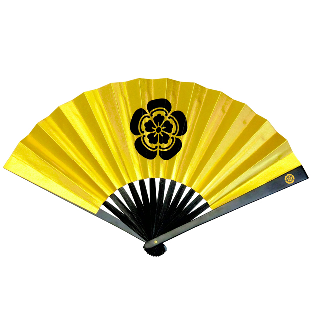 鉄扇8寸／織田信長 金家紋入（扇子袋付き 黄鉄扇 金鉄扇 尾形