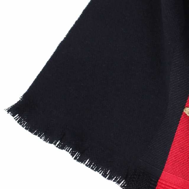 グッチ GUCCI マフラー ストール メンズ レディース カシミア ウェブストライプ SC STRONG BEE SCARF ダーク ブルー  4755134G487