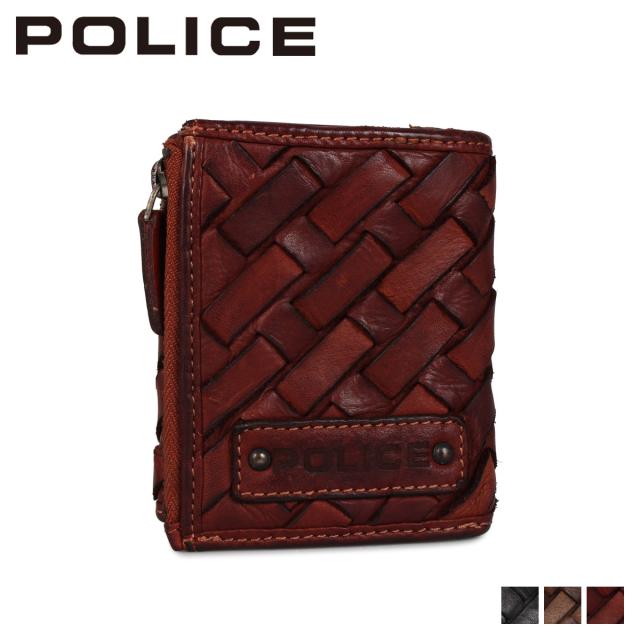 ポリス POLICE 財布 三つ折り メッシュ メンズ 本革 TRI-FOLD WALLET ブラック ネイビー ブラウン 黒 PA-70303