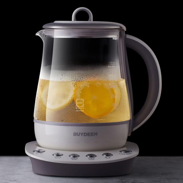 特典付き BUYDEEM バイディーム マルチポット 電気ケトル ガラス 1.5L 温度調整 クリア 95102
