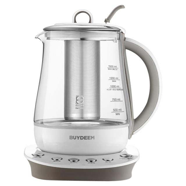 特典付き BUYDEEM バイディーム マルチポット 電気ケトル ガラス 1.5L 温度調整 クリア 95102