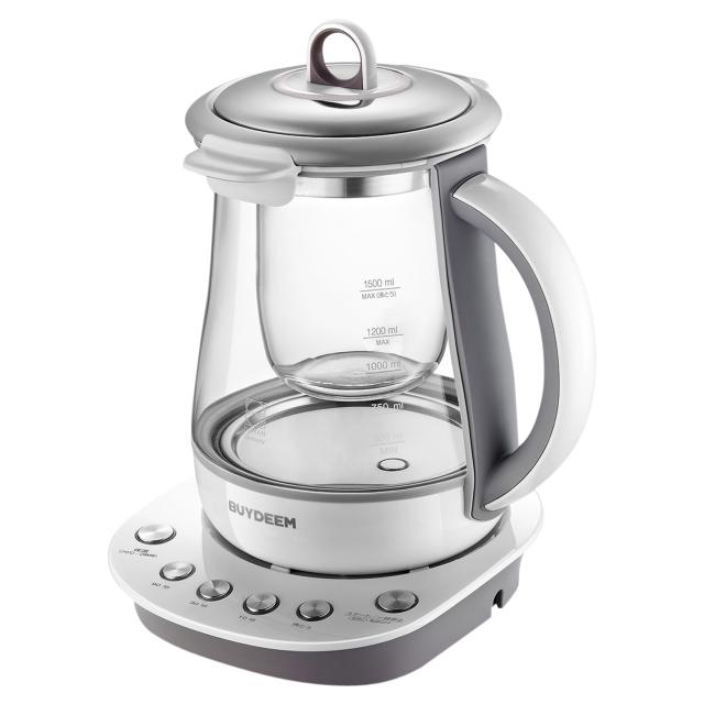 特典付き BUYDEEM バイディーム マルチポット 電気ケトル ガラス 1.5L 温度調整 クリア 95102