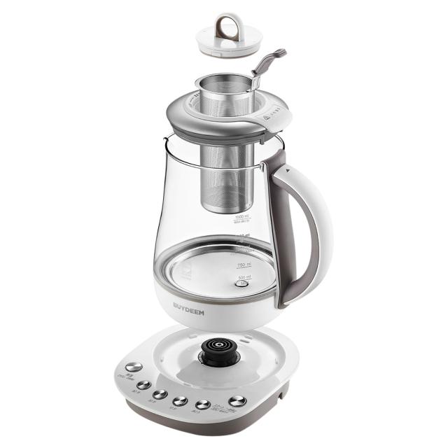 特典付き BUYDEEM バイディーム マルチポット 電気ケトル ガラス 1.5L 温度調整 クリア 95102