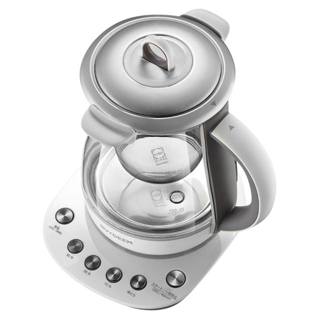 特典付き BUYDEEM バイディーム マルチポット 電気ケトル ガラス 1.5L 温度調整 クリア 95102