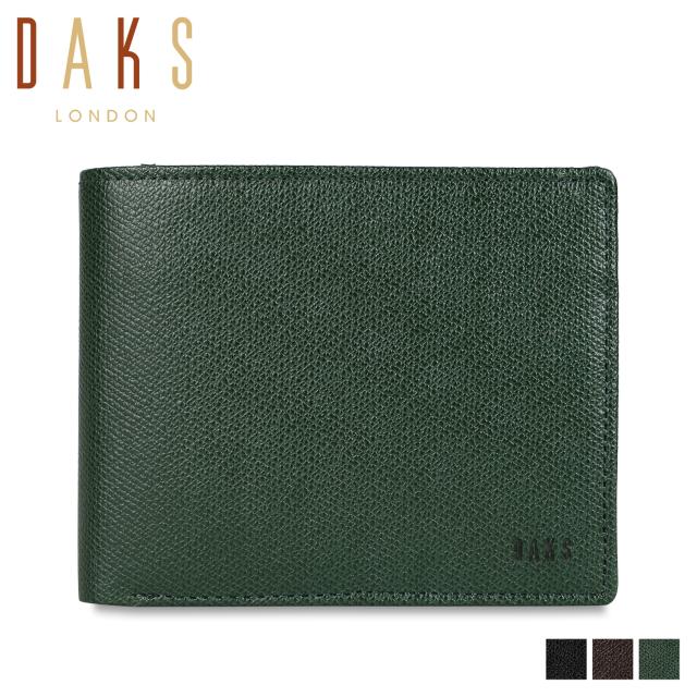 DAKS ダックス 二つ折り財布 メンズ 本革 CLASSIC WALLET ブラック ブラウン グリーン 黒 DP34215