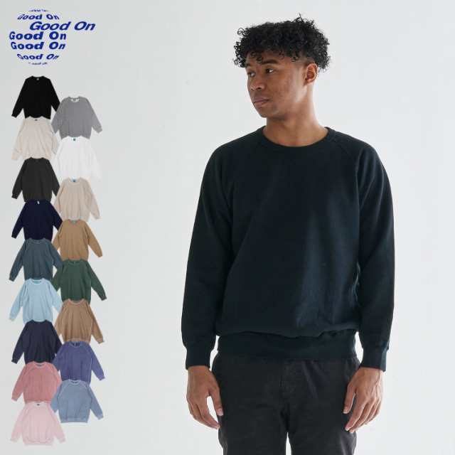 Good On グッドオン トレーナー スウェット メンズ RAGLAN SWEAT CREW ブラック ホワイト グレー ベージュ 黒 白 GOBW101