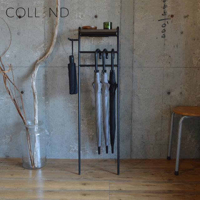 COLLEND コレンド 傘立て アンブレラ ハンガー 引っ掛け 棚付き スリム コンパクト アイアン IUH-DB