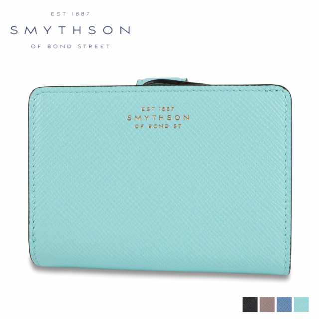 【新品】Smythson スマイソン パナマ ナイルブルー 二つ折り財布