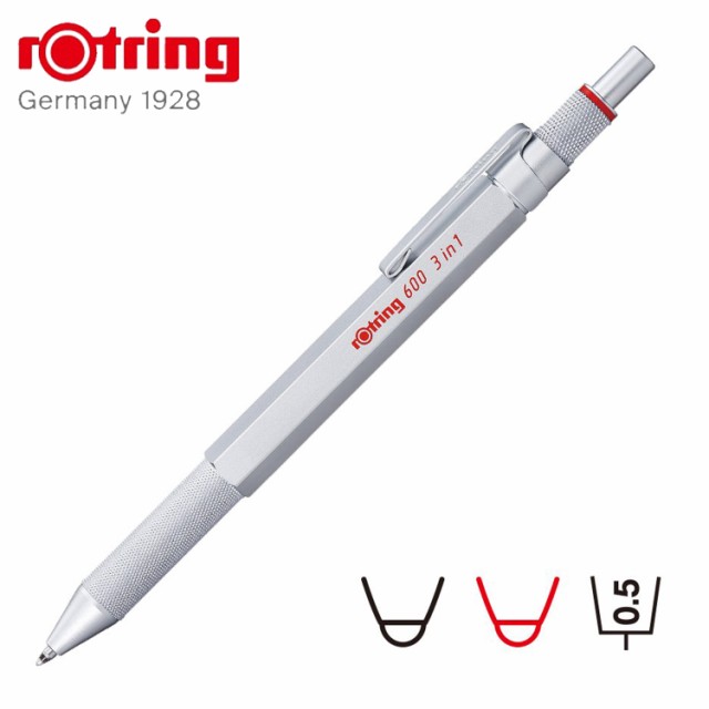 ロットリング rOtring 600 3in1 多機能ペン マルチペン シャーペン ボールペン 油性 0.5mm MULTI PEN シルバー  2121117｜au PAY マーケット