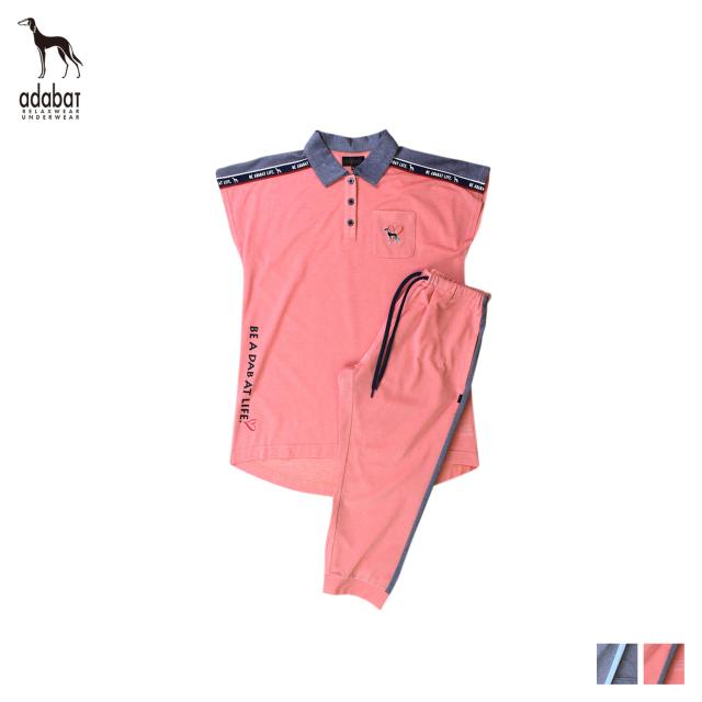 アダバット adabat ルームウェア 部屋着 パジャマ セットアップ ナイトウェア 半袖 フレンチスリーブ ニット 0216-84